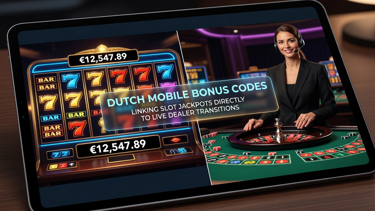 Illustratie van mobiele slotspellen met bonus codes die jackpots linken aan live dealer overgangen in Nederlandse casino's