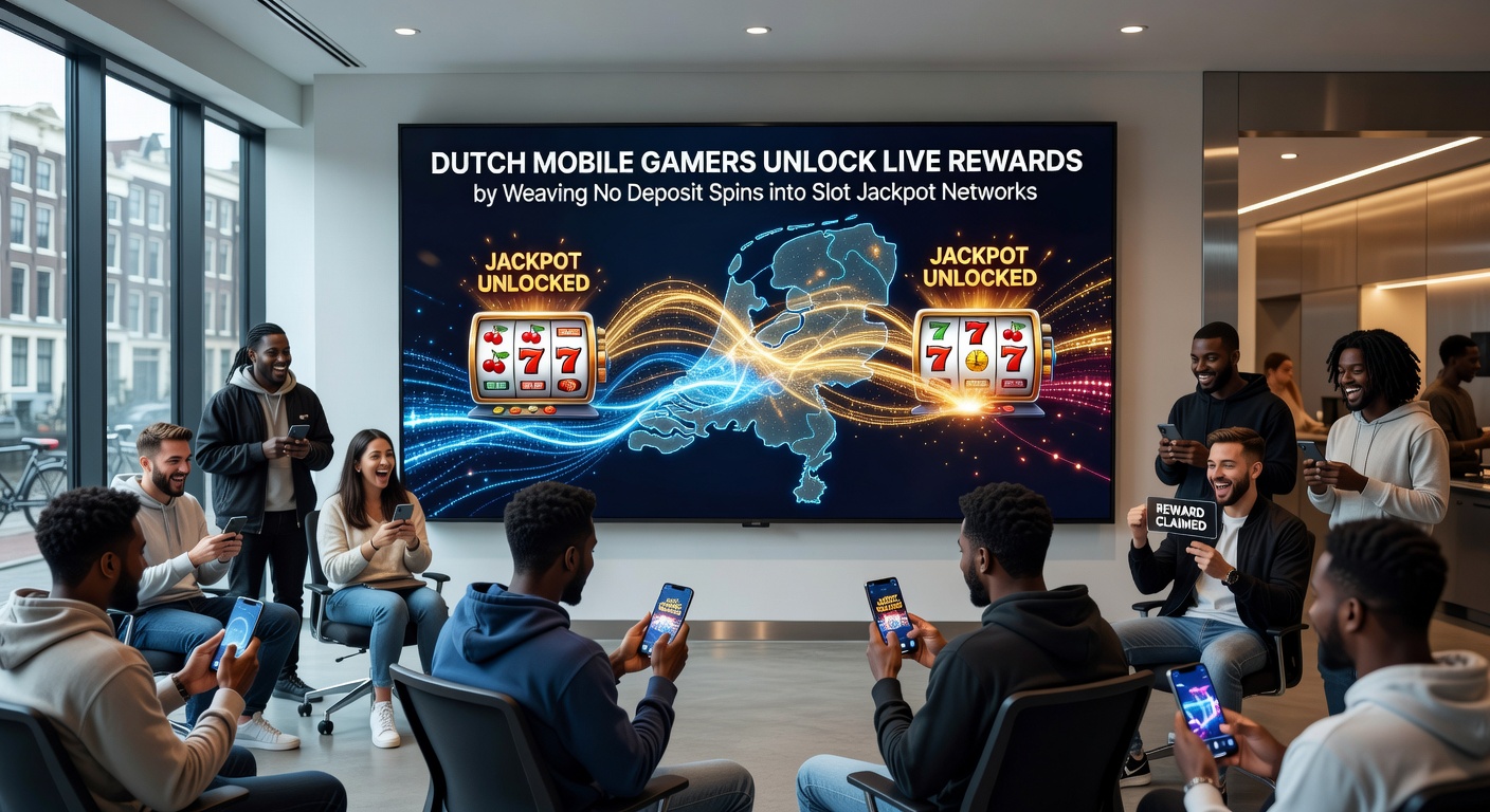 Diagram van een mobiel jackpot netwerk met no deposit spins die leiden tot live casino rewards voor Nederlandse gamers