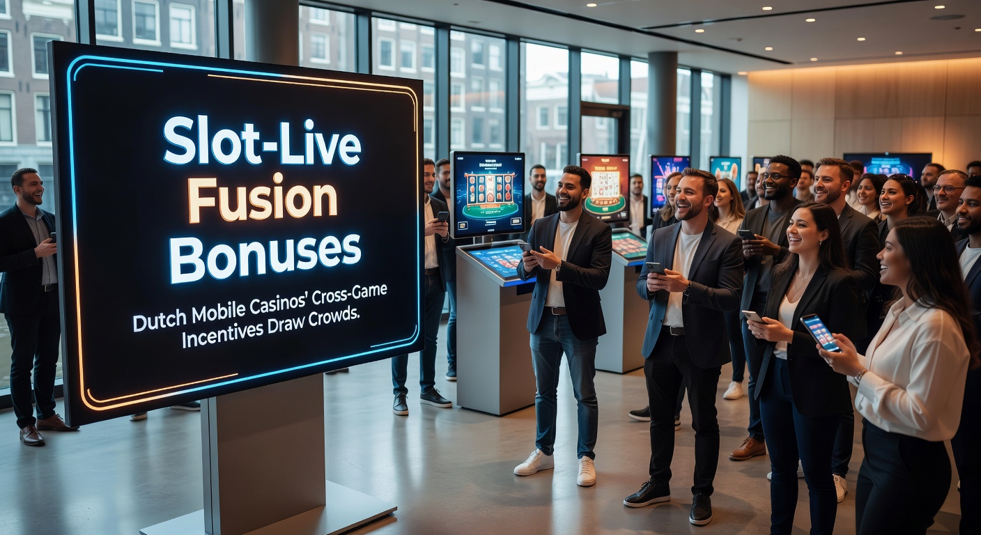 Schermafbeelding van een mobiel casino-app met slot- en live casino-fusiebonus in actie, tonen een speler die free spins omzet in live tafelspelcredits