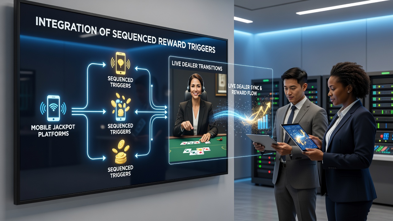 Mobiele jackpotplatforms met sequentiële beloningstriggers die overgaan naar live dealer interfaces