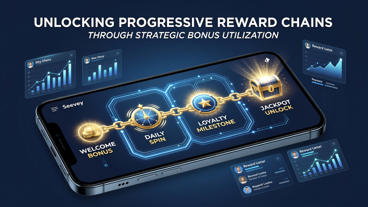 Gebruikersinterface van een mobiele casino app die beloningsketens en bonusvoortgang weergeeft